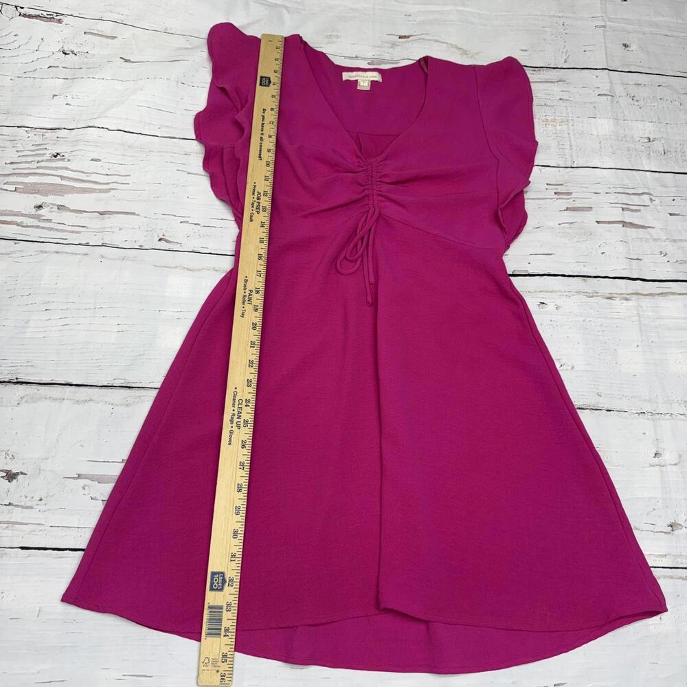 Monteau Ruched Drawstring Dress Fuchsia L Y2K Flowy Chic - Picture 4 of 9